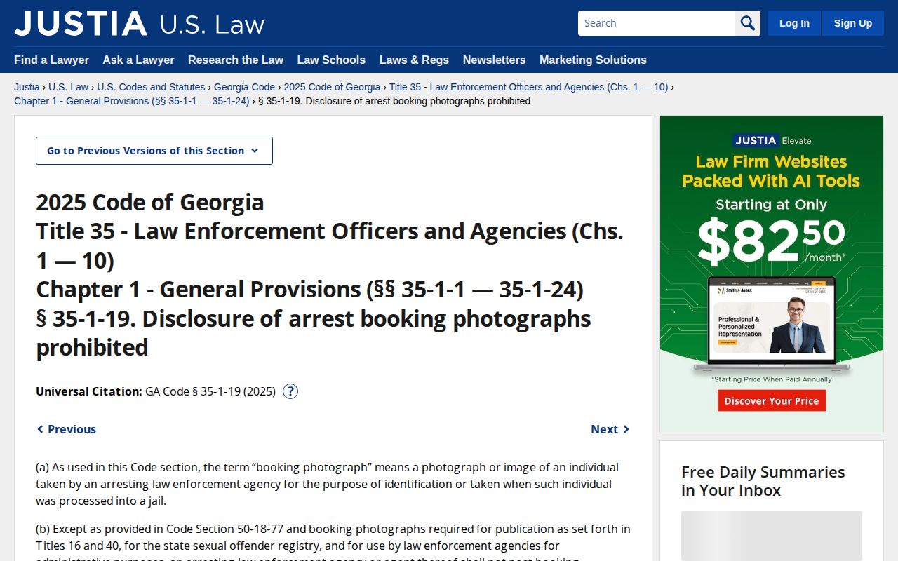 Georgia arrest-photo publication and removal law for Upson County records