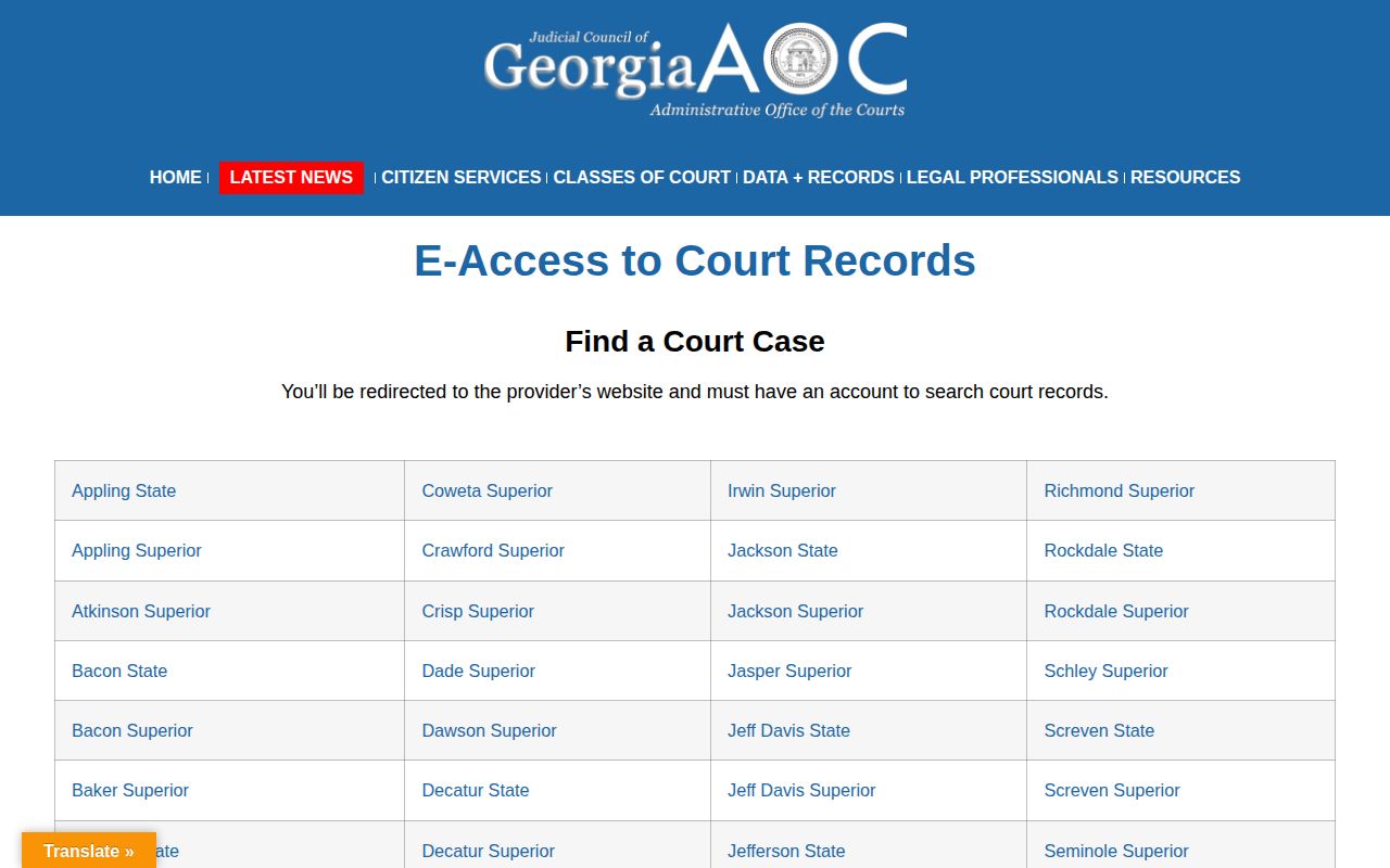 Georgia Courts official disposition search directory used to follow an Upson County booking