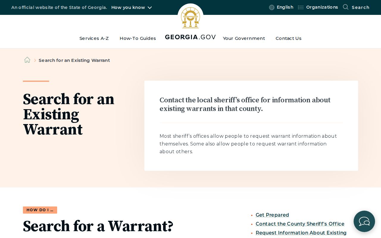 Upson County warrant-check instructions for contacting the county sheriff