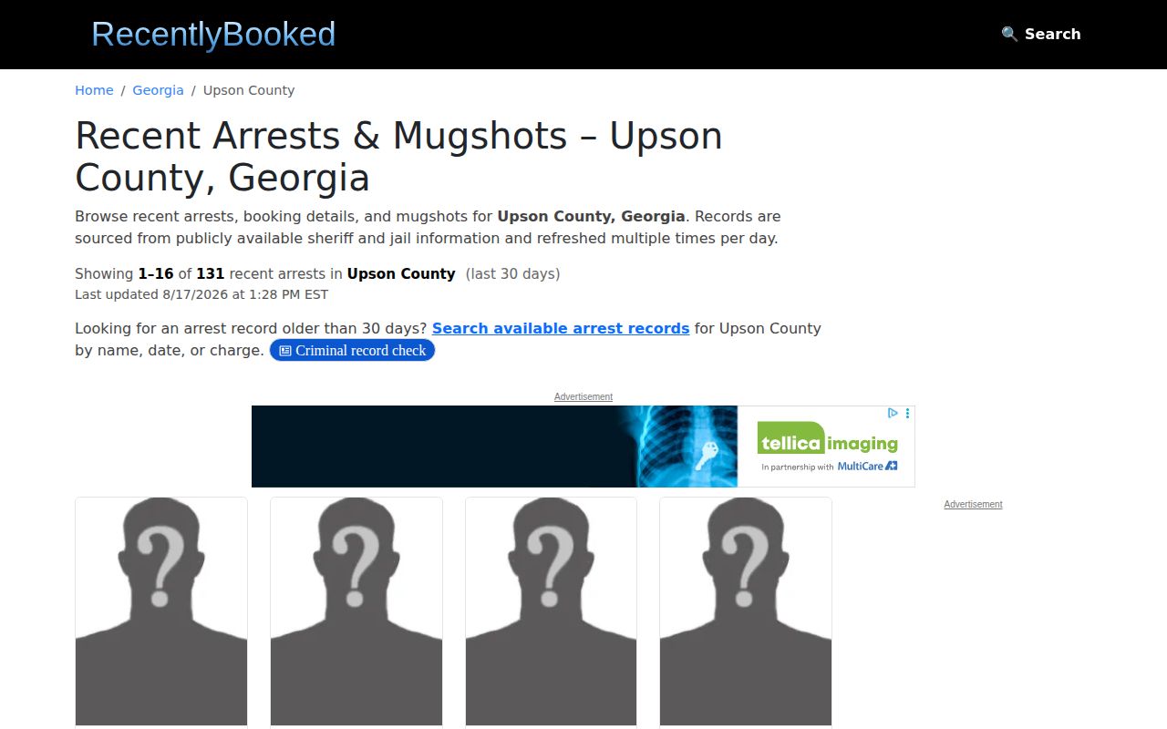 RecentlyBooked Upson County unofficial recent-booking page context